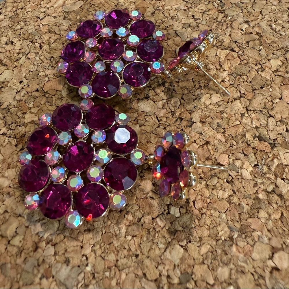 NEW Nordstrom Tasha Rhinestone Flower Drop Earrings - Picture 5 of 7
